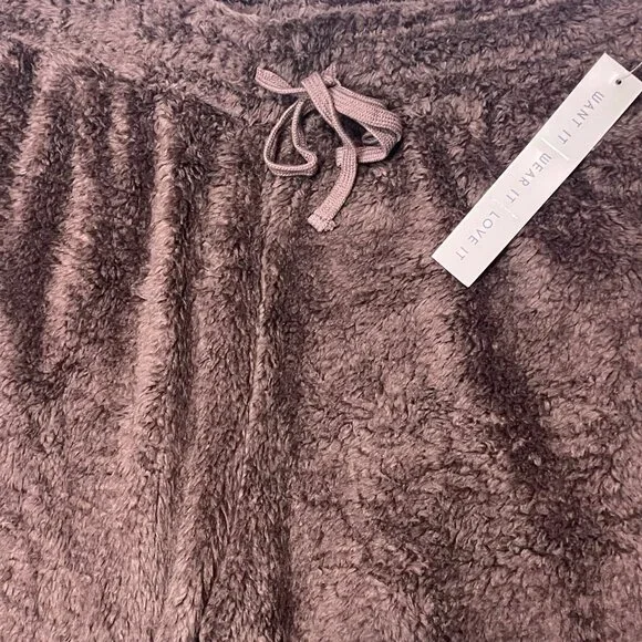 Crave Fame Juniors' High-Rise Double-Sided Woobie Joggers - Size S, New - Picture 5 of 8